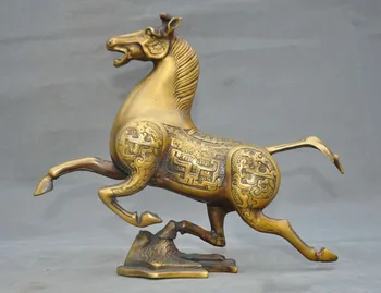 

Christmas 10" China bronze success lucky Zodiac animal Horse Steed war horse statue Halloween