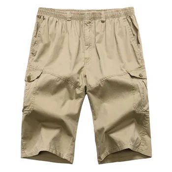 

MFERLIER Summer Cotton linen Shorts men size XL-6XL Elastic waist Long Casual men shorts 4 Colors