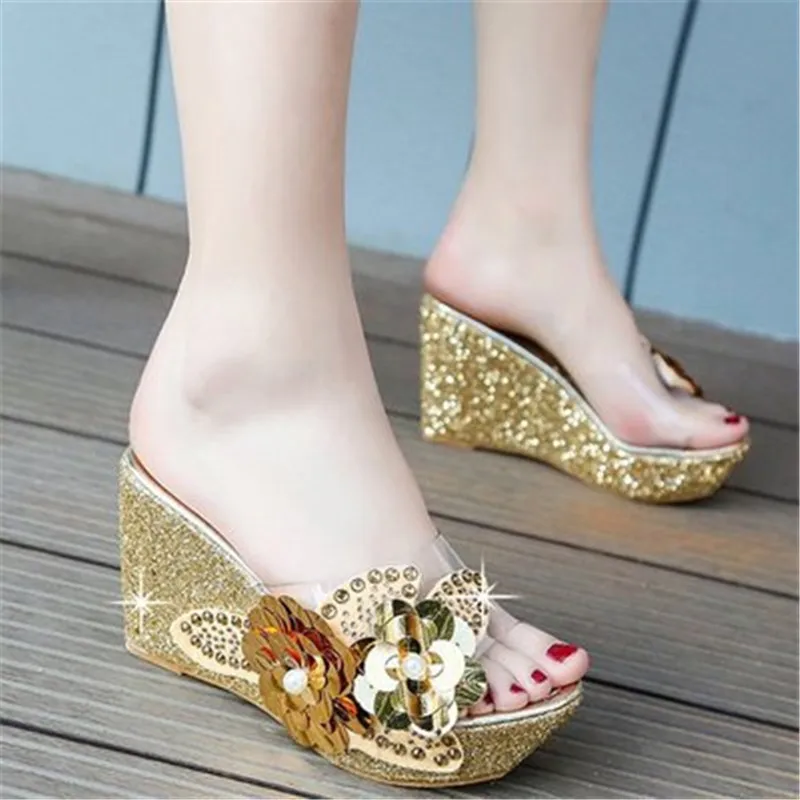 

2019 hot sell fashion INS Hot Lace Leisure Women Wedges Heeled Women Shoes Summer Sandals Party Platform High Heels Shoes Woman