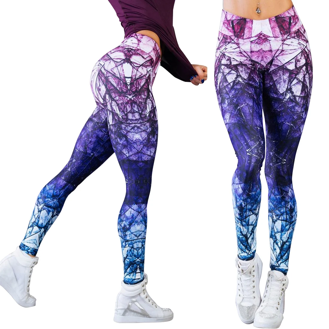 2019 г. пикантные штаны с высокой талией для женщин спортивные штаны Горячая печатных Спорт фитнес Штаны тренировочные брюки