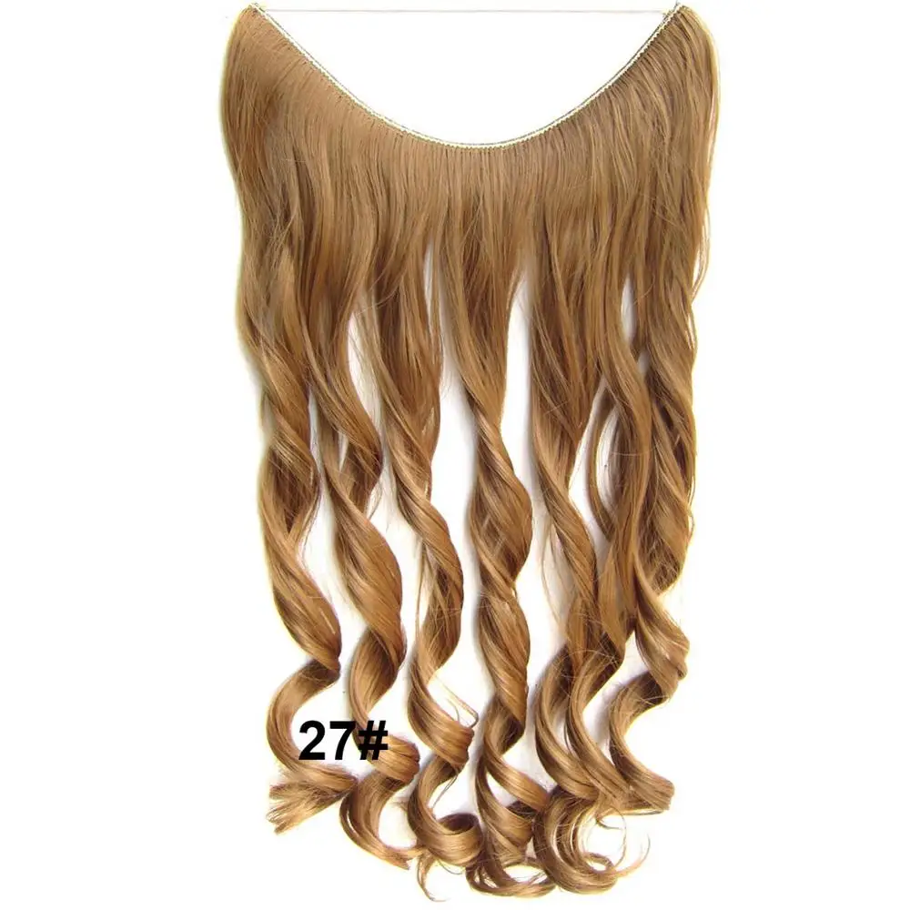 Delice Женские синтетические кудрявые волосы для наращивания, цветные радужные розовые невидимые рыбий линии, длинные волосы для наращивания, 100 г/шт - Цвет: #27