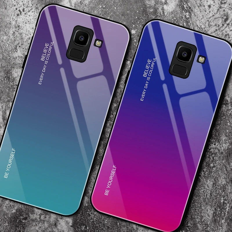 Чехол из закаленного стекла для Samsung galaxy A10 A20 A30 A20E A50 A70 A6 A8 J4 J6 Plus J8 A9 A7 2018 A5 2017