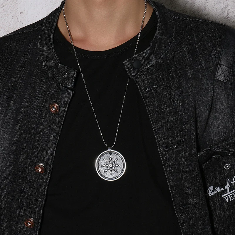 Vnox Scalar Quantum Energy Ions Pendant for Men Necklace Lava Stone Crystals Stainless Steel 25&quot Chain w/ Box Card Male Jewelry|pendant men|male