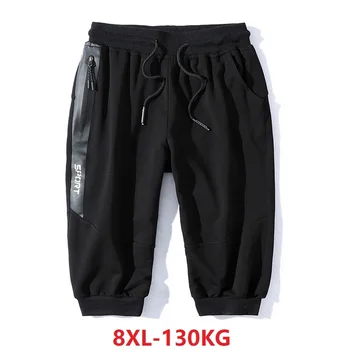 

summer autumn Men sweatpants plus size 7XL 8XL hipster large size big Workout pants Casual black letter calf length sportswear