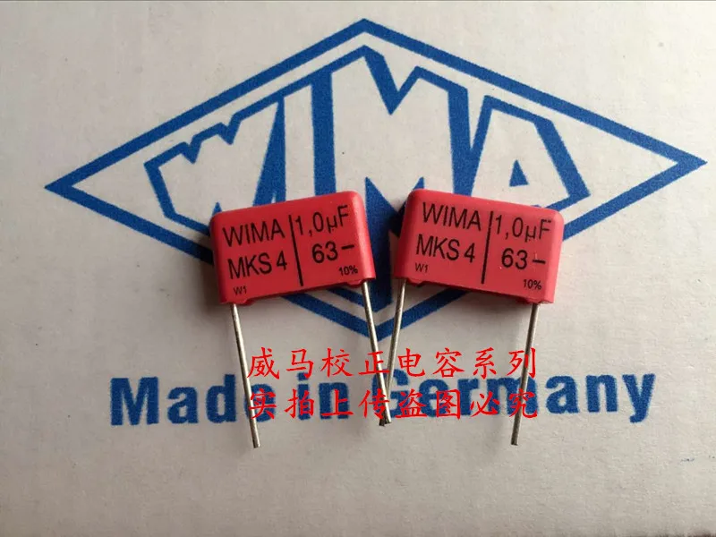 

2020 hot sale 10pcs/20pcs German capacitor WIMA MKS4 63V 1UF 1.0UF 105 63V P: 15mm Audio capacitor free shipping