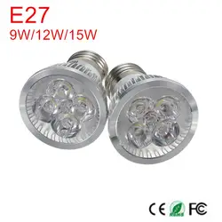 Супер мощность E27 Светодиодный прожектор 9 Вт 12 Вт 15 Вт AC85-265V светодиодный прожектор лампа холодный белый/теплый белый точечный светильник