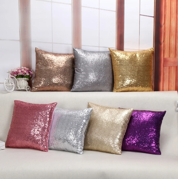 

Explosion style European solid color sequin pillow