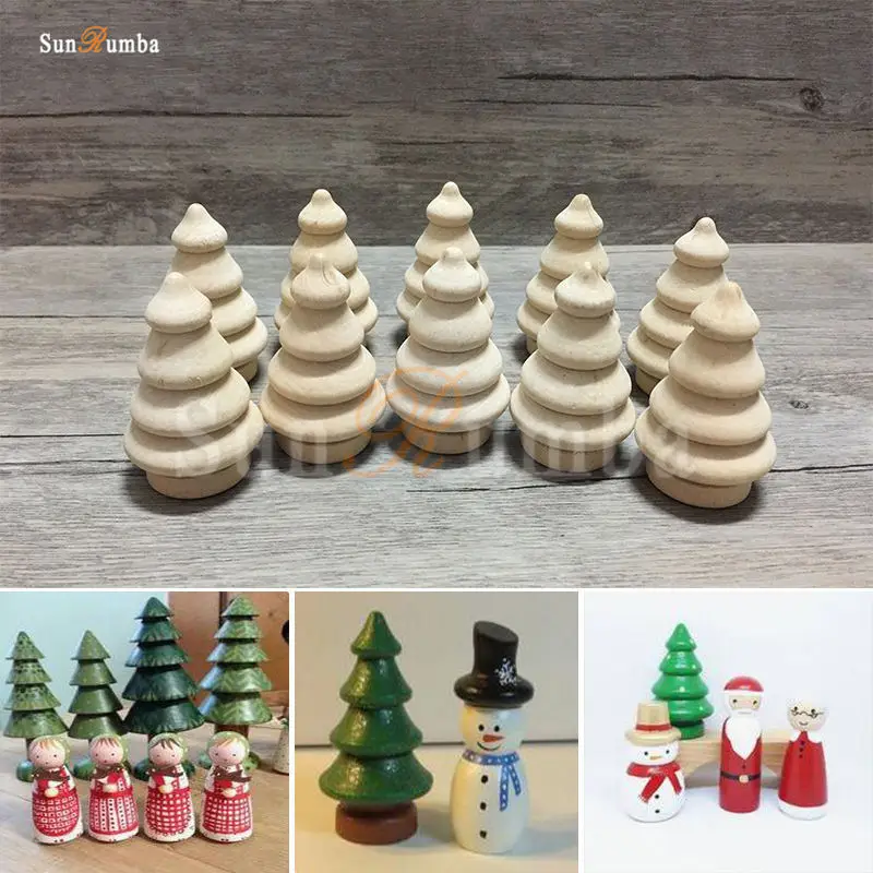 

10pcs Trees DIY Wooden Toy Unfinished Arts Crafts Christmas Decoration Wood Blanks Decor for Home Christmas Tree Decorations mdf