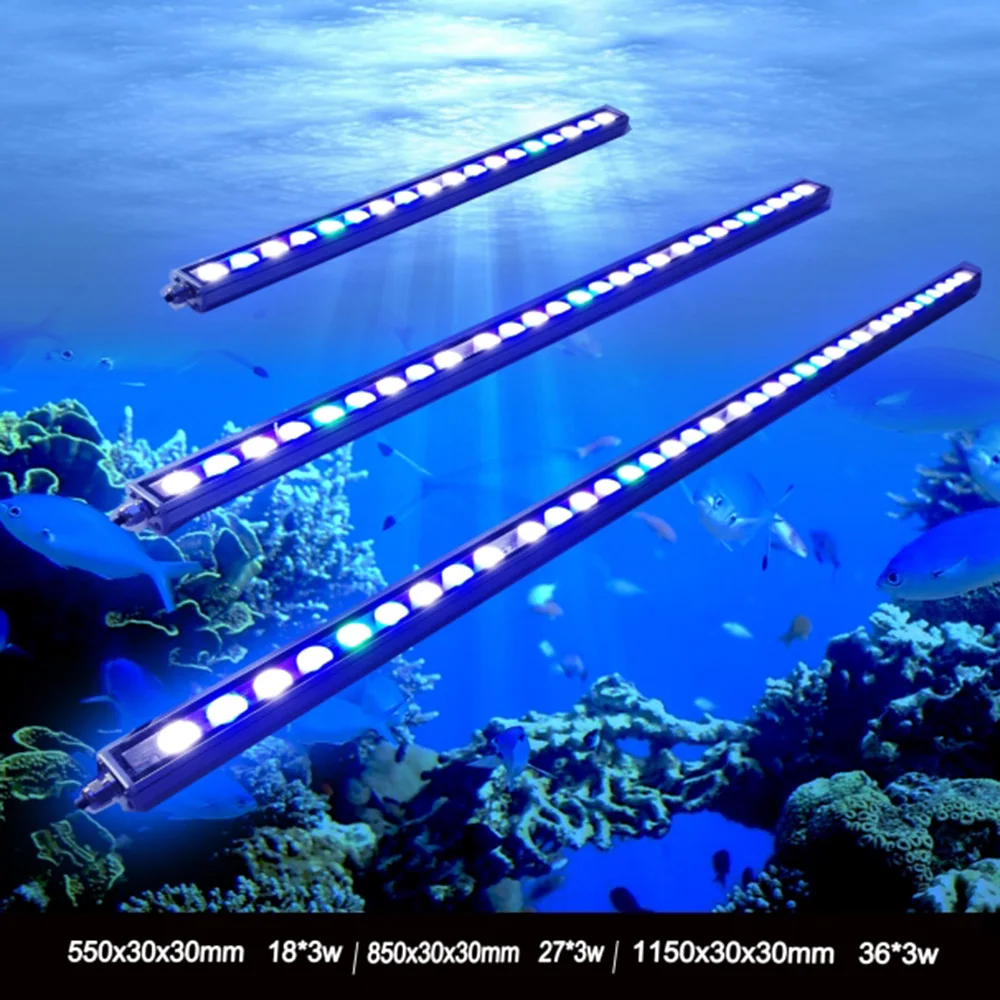 Marine Aquarium fish tank Led light bar 54w 81w 108w full blue/white blue UV led aquarium stio lamp Bulbs kit Wall Washer lamp