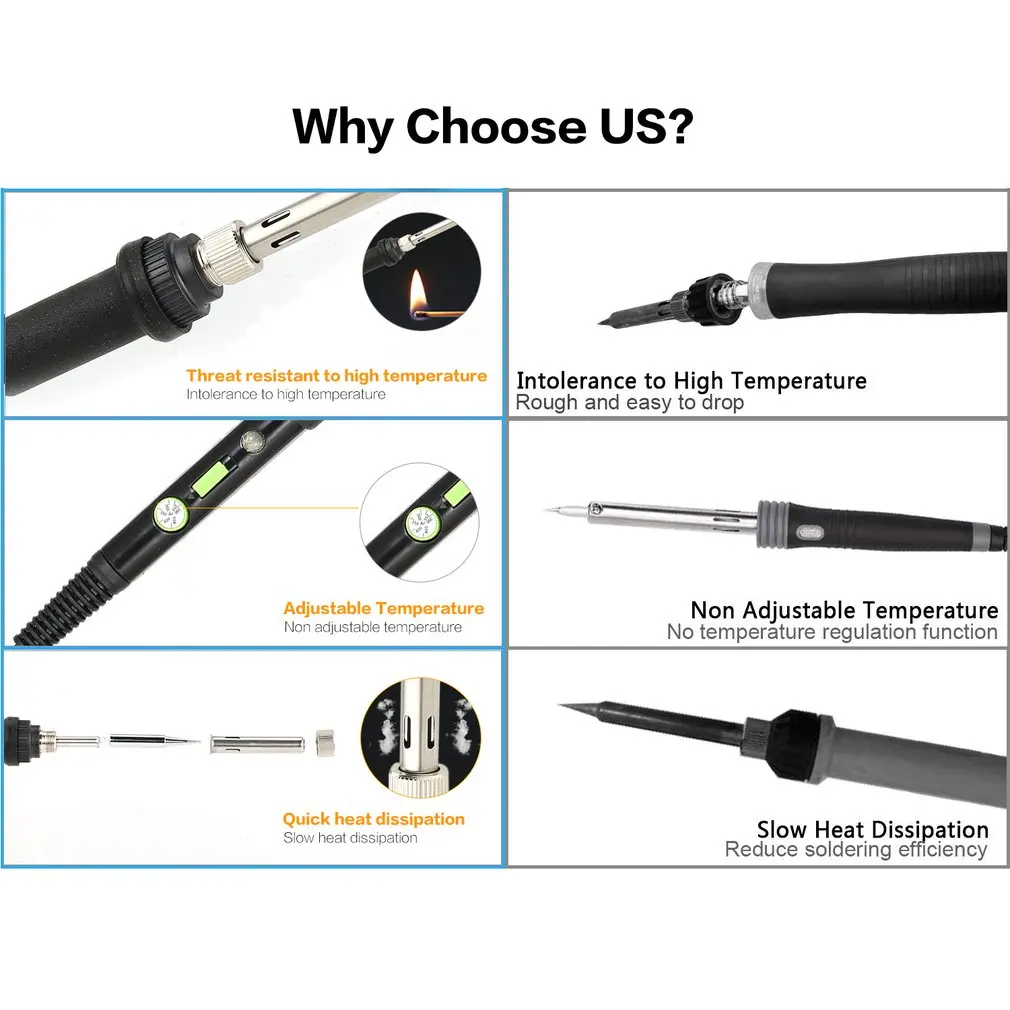 Регулировка температуры Электрический паяльник Комплект выключатель питания сварочный Ремонт Инструменты паяльная станция тепловой паяльник набор инструментов