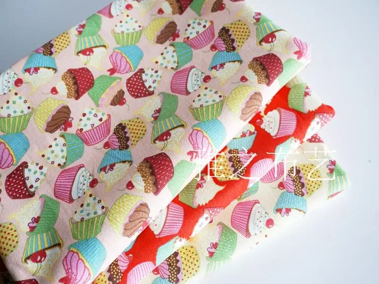 90*143 см Прекрасный кремового цвета кекс торт десерт лоскутное полотно ткани для ткани Дети Домашний текстиль школьная сумка для вышивание