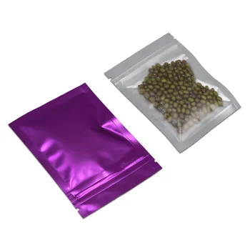 

100Pcs Matte Clear Purple Heat Seal Aluminum Foil Snack Ziplock Package Bag Self Seal Mylar Plastic Food Zipper Packing Pouch