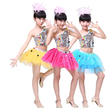 

2017 new Children jazz dance costumes balett dress girl Sequin tutu ballroom dance competition dresses salsa skirt free shipping