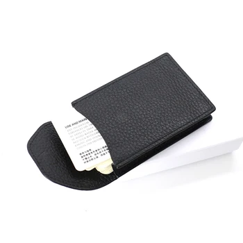 

Alisara Top Cowhide Card Case Fold Cover High Quality Genuine Leather Credit Card Wallet Men Bus/Bank/ID Card Holders Purse Has