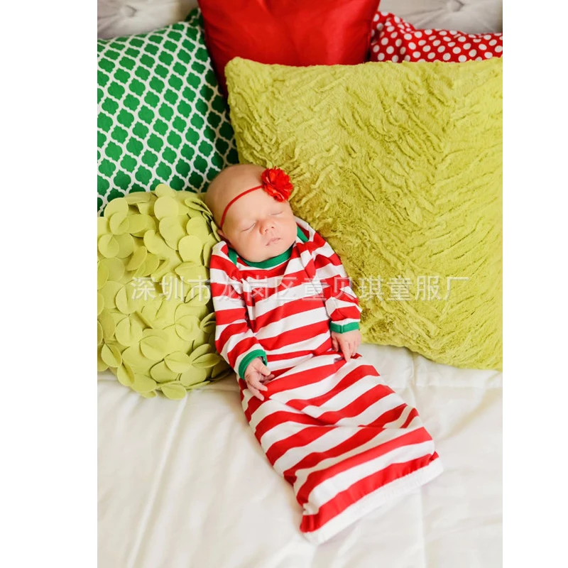 Cotton Baby Sleeping Bag Red Stripe Baby Sleepsack Autumn pijamas infantil  Newborn Baby Sleep Sack Christmas Baby Sleepwear