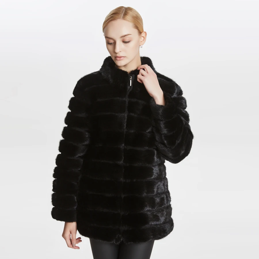 real mink fur coat without hood ,slim and warm,full sleeve new style.