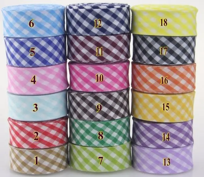 

20mm(3/4") width grids printing ironed single fold polyester bias tape/ bias binding for table cloth garment quilt craft sewing
