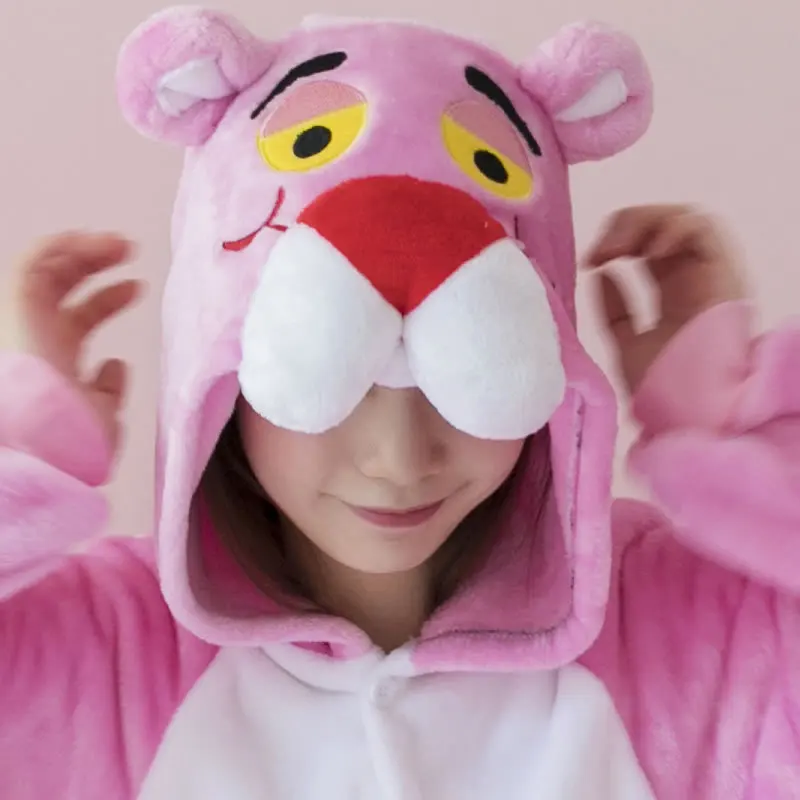 Pink Panther Costumes,Kids Kigurumi Animal pajama Onesies Rabbit Adults