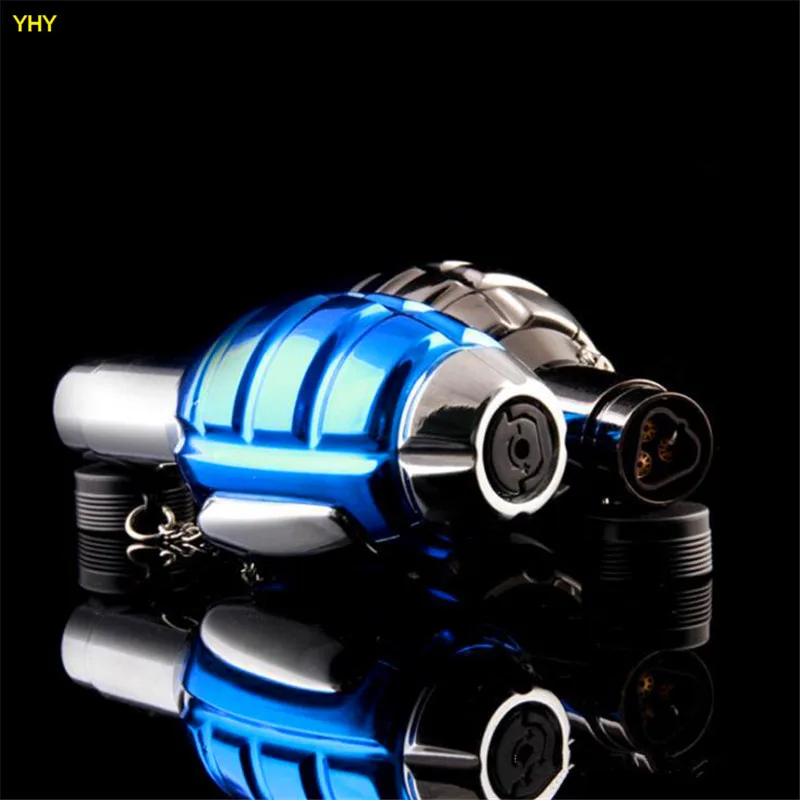 Newest Grenade Shaped Jet Butane Lighter Windproof Torches Multiple Color Lighters NO Gas For Smoking Cigarette Kitchen Tools01