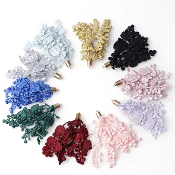 

6pcs 66/68mm 2Size Mix Flower Tassels Floral Pendant Crochet Fabric Charm Drop Earring Tassel for Jewelry DIY Graft Making