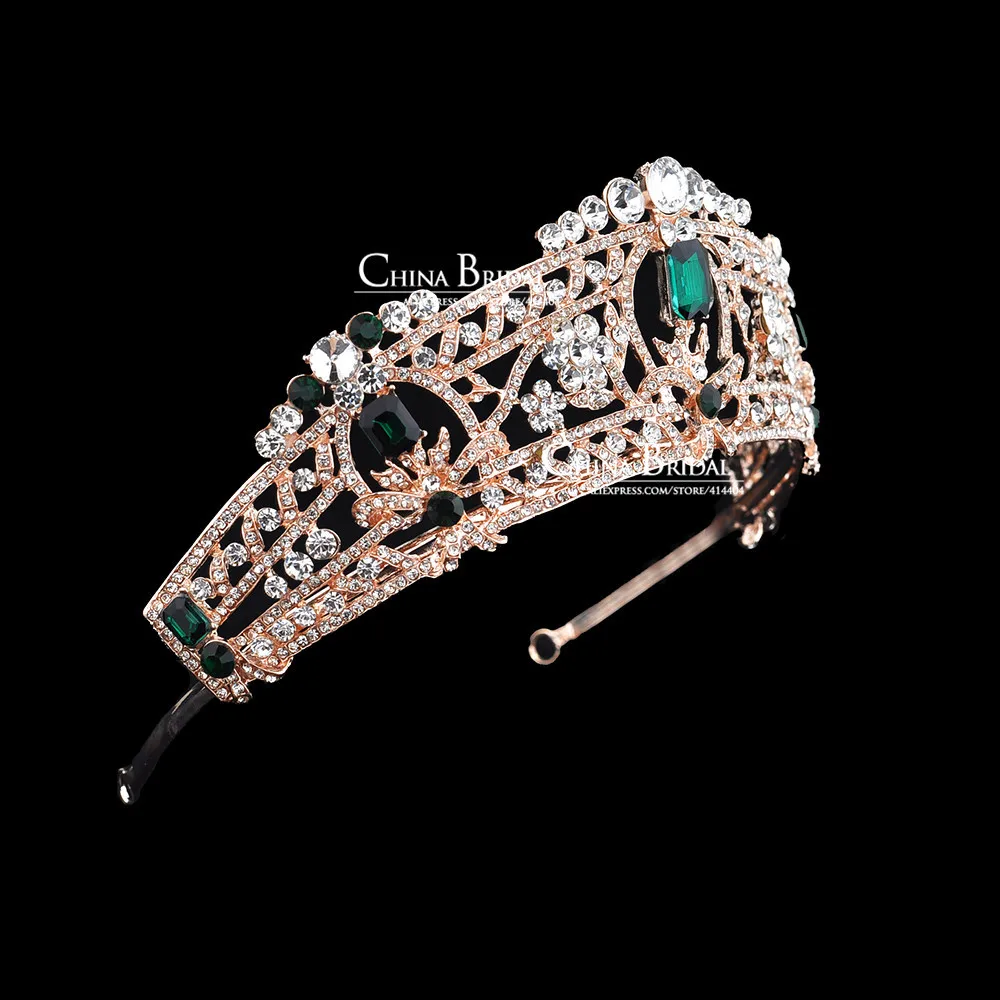Rhinestone Crown Hairband Vintage Crystal Bridal Tiara Wedding Accessory Women Party Pageant Flower Jewelry Silver Plated
