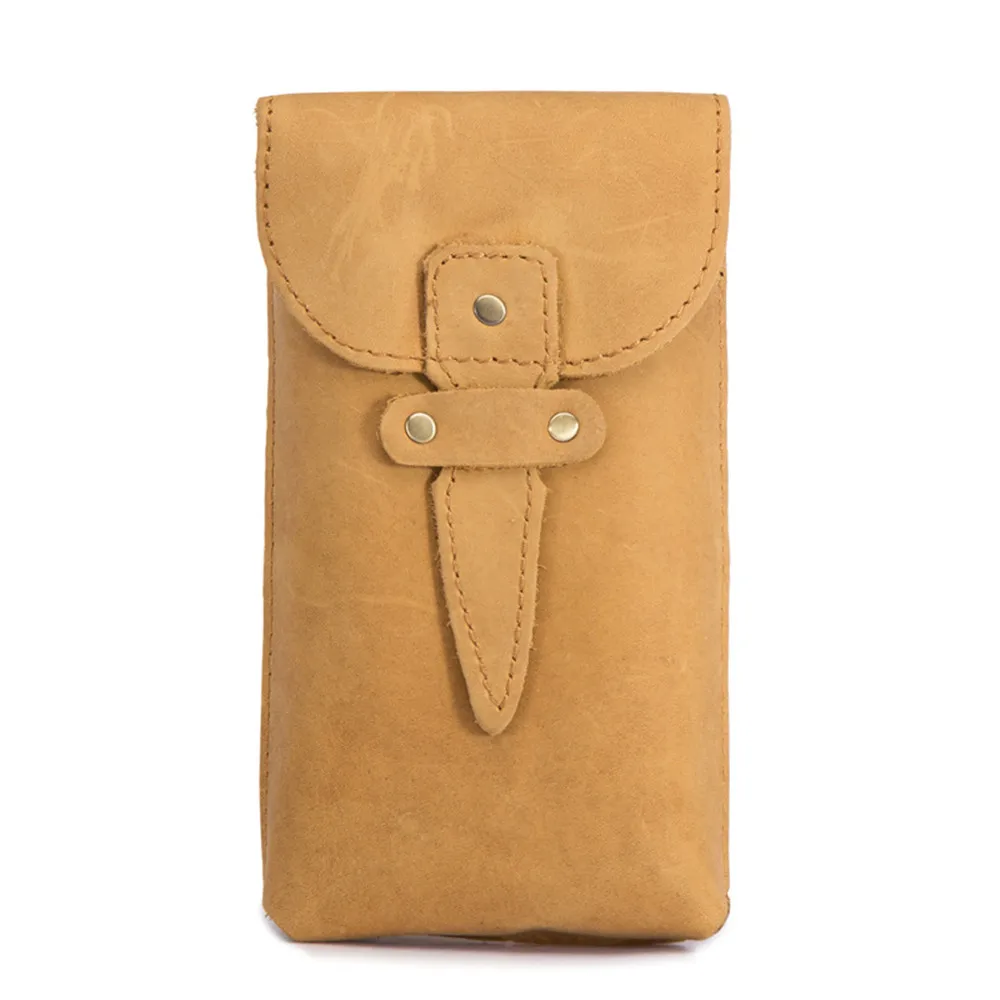 Мужская поясная сумка из натуральной кожи, маленький мешочек, мини-карман для мобильного телефона, мужской кошелек для денег, сумка на крючок, винтажная поясная сумка