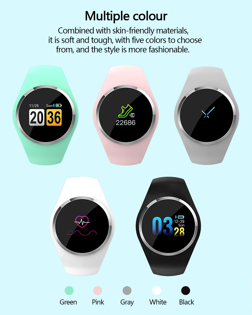 ADORARE Q1 Smart Watch Bracelet Heart Rate Monitor Smart Clock Wristband Fitness Tracker Men Women Smartwatch for Android iOS (16)
