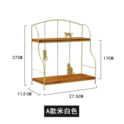 Скандинавский кованый стеллаж для хранения косметики, Настольный стеллаж, складная двойная полка - Цвет: A white