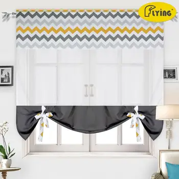 

Flying Tulle Curtain with Printing Waves Colors designs Heavy Cloth Window Curtain for Kitchen Window and Small Window