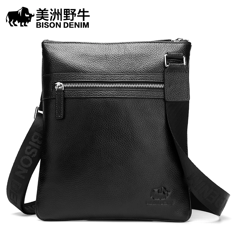 

BISON DENIM Men Shoulder Bags Brand Handbag Briefcases Genuine Leather Crossbody Bag Men's Messenger Bag Casual Travel Bag