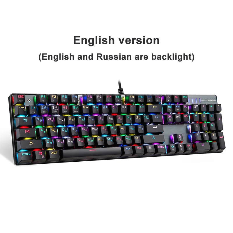 Motospeed CK104 игровая механическая клавиатура RGB/светодиодный с подсветкой анти-ореолы Светящийся синий/красный переключатель Проводная клавиатура Русский/Английский - Цвет: English version