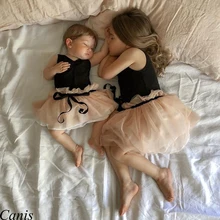 Детское От 0 до 5 лет платье для маленьких девочек, кружевные вечерние Платья с цветочным принтом и бантом, однотонное платье без рукавов