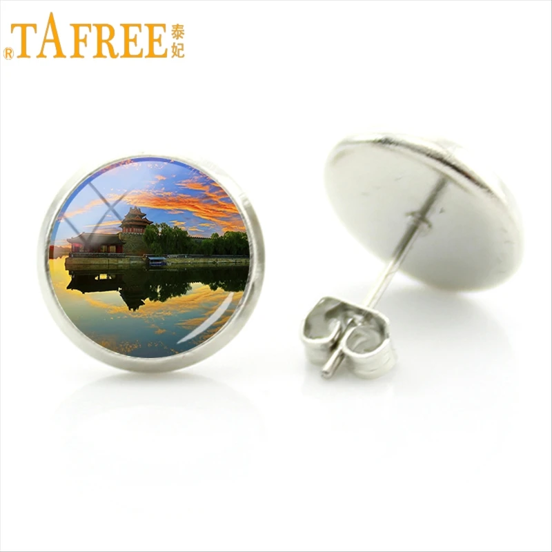 TAFREE beautiful Stud Earrings ancient buildings Forbidden