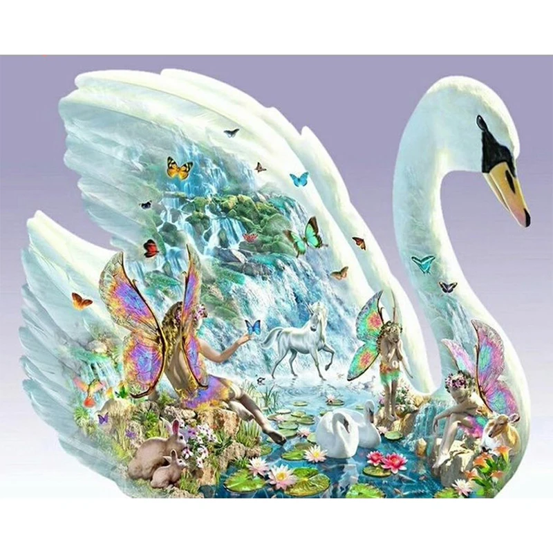 

Full Square/Round Drill 5D DIY Diamond Painting "Swan Lake" 3D Embroidery Cross Stitch Mosaic Rhinestone Home Decor Gift