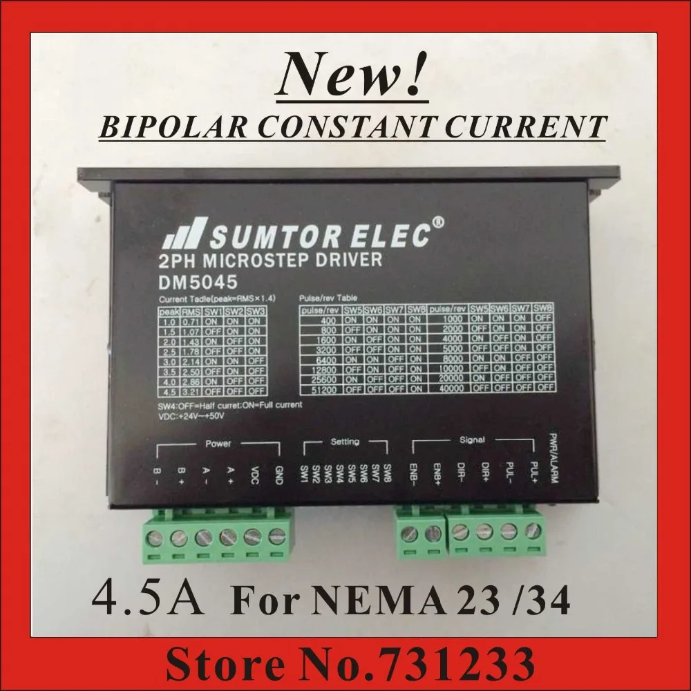 

New! CNC Stepper Motor Driver DM5045 For NEMA 17/23/34 Stepper Motor PWM Constant Current 1.0-4.5A DC24-50V 256 Subdivison