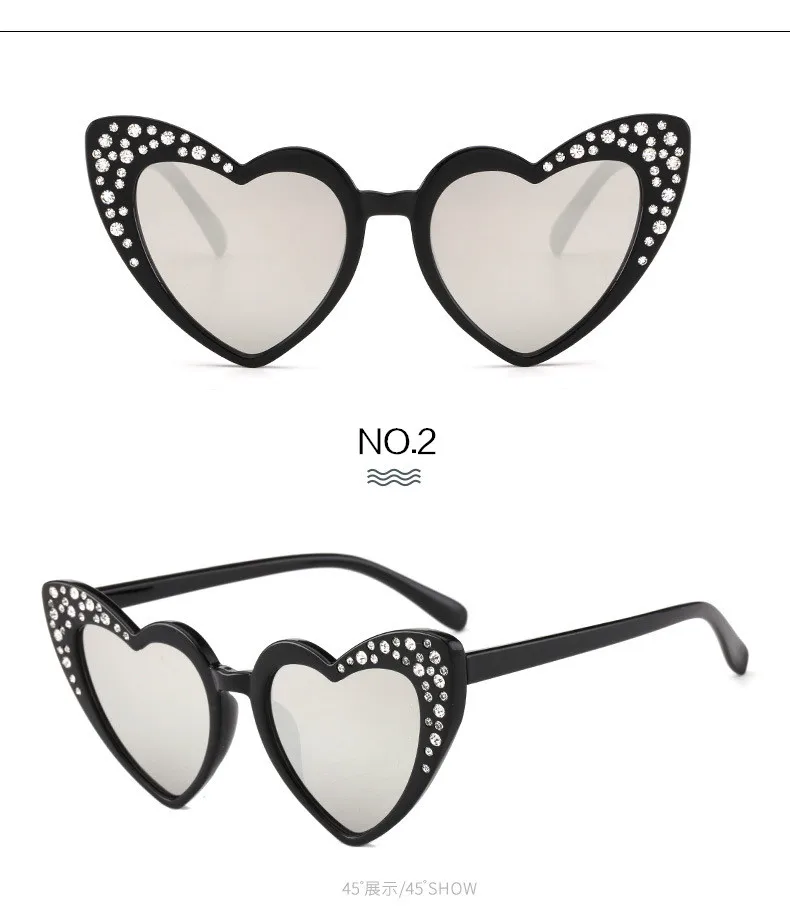 Oulylan детская Стразы детские солнцезащитные очки в форме сердца солнцезащитные очки для детей модная модель в стиле «любящее очки подарок для детей с милым сердечком очки