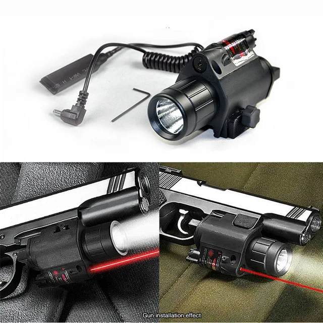 

Hunting Weapons Accessaries 2 in 1 Tactical LED Flashlight/LIGHT +Red Laser/Sight Combo for Shotgun Glock 17 19 22 20 23 31 37