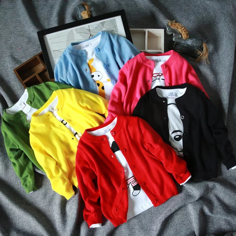 

Girl Cardigan Baby Children Clothing Boys Girls Candy Color Knitted Cardigan Sweater Kids Spring Autumn Winter Cotton Outer Wear
