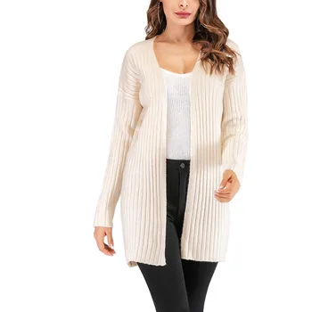 

Slim Long Style Sweater Coat 2019 New Fashion Solid Color Woman Simple Sweater Cardigan Ladies Outwear Elegant Long Sweater Coat