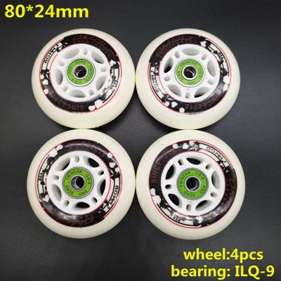 free shipping skate wheel roller wheel PU 80*24 mm 85 A including bearing ILQ-9 - Color: 4 pcs usd 9.9