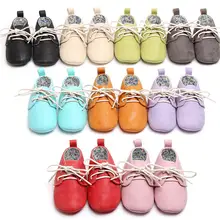 HONGTEYA мокасины для самых маленьких повседневные ботинки из мягкой искусственной кожи Обувь На Шнуровке Для первых ходунков Детские оксфорды Кроссовки