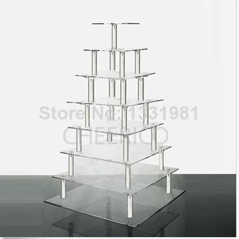 

7 Tier Acrylic Square Tower Cupcake Stand Wedding Birthday Anniversary Party decoration