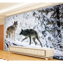 Custom Photo Wallpapers 3D Cool Snow Wolf Animal 3D Mural Laege Painting For Living Room Sofa Wall Decor Waterproof Wall Cloth
