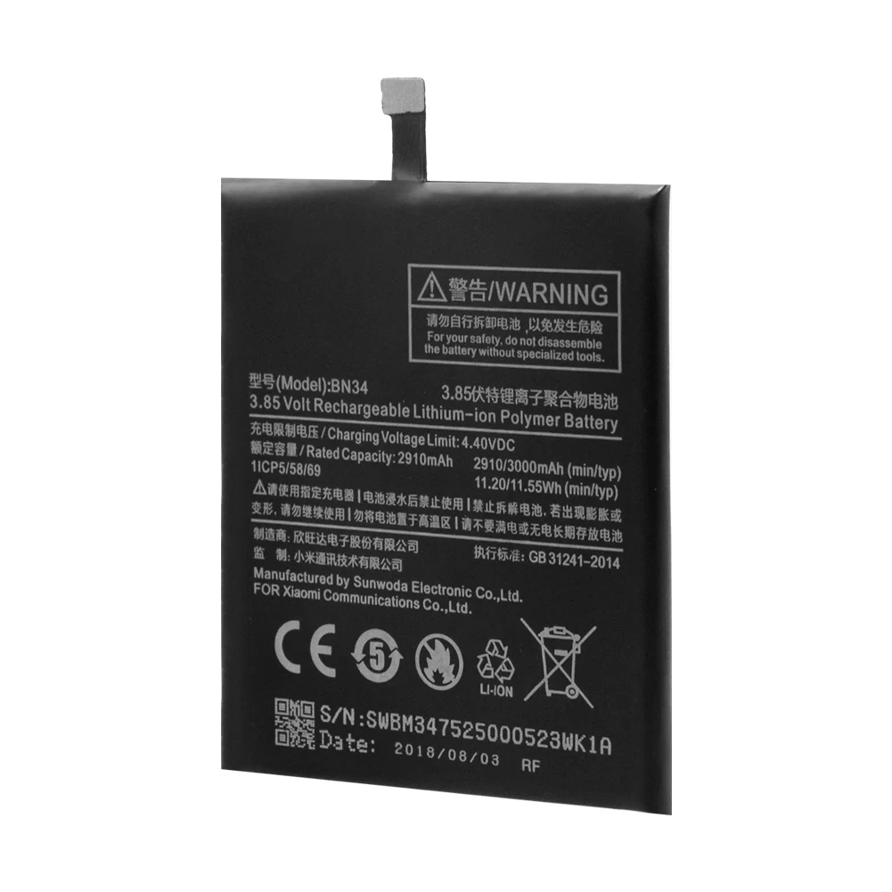 YCDC BN34 BN-34 BN 34 аккумуляторная батарея для Xiaomi Redmi 5A 3,85 V 3000mAh замена мобильного телефона