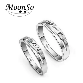

Solid 925 Sterling Silver Couple Rings Engagement Rings for Lovers Couple Wedding Rings for Men and Women Jewelry Solid R141