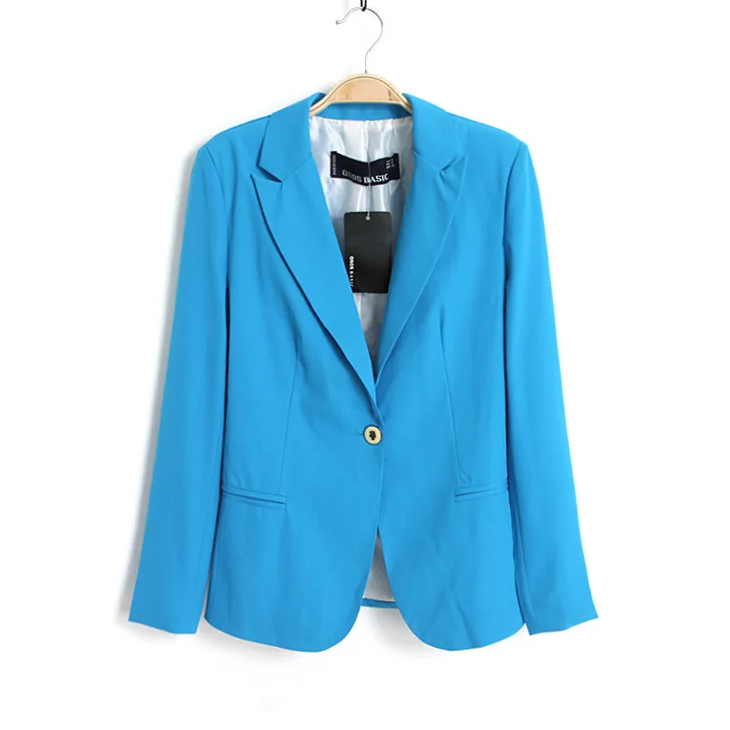 Women OL Candy Blazer Slim Single Button Fasshion Casual Bright Color Coat Summer Spring Thin Female Jacket Пиджакпальто женскоеженские курткикуртки женские осень