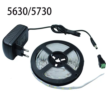 

5M 5630/5730 60Leds/M Non-Waterproof LED Strip Light +DC12V 2A Power Adapter+DC connect Flexible 5730 LED Tape Ribbon