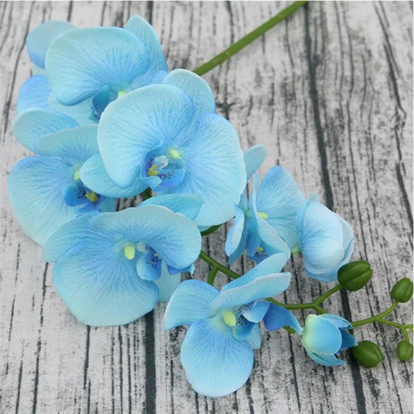 5 шт. орхидеи моли фаленопсис Орхидея цветок 100 см длинные для свадьбы декоративные искусственные цветы - Цвет: Синий