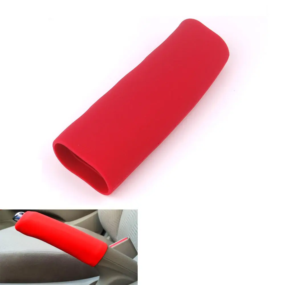 Red Soft Silicone Parking Handbrake Boot Hand Brake Boots Leather Cover