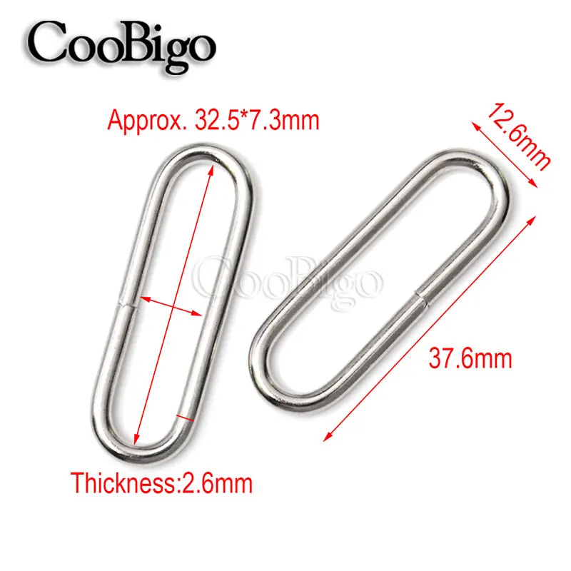 20 шт Упаковка " 1-1/4" 1-1/" 2" внутренний диаметр. Металлическая петля овальные кольца Lether не сварное уплотнительное кольцо ди кольцо для кошелька Рюкзак Сумка ремень - Цвет: 32mm